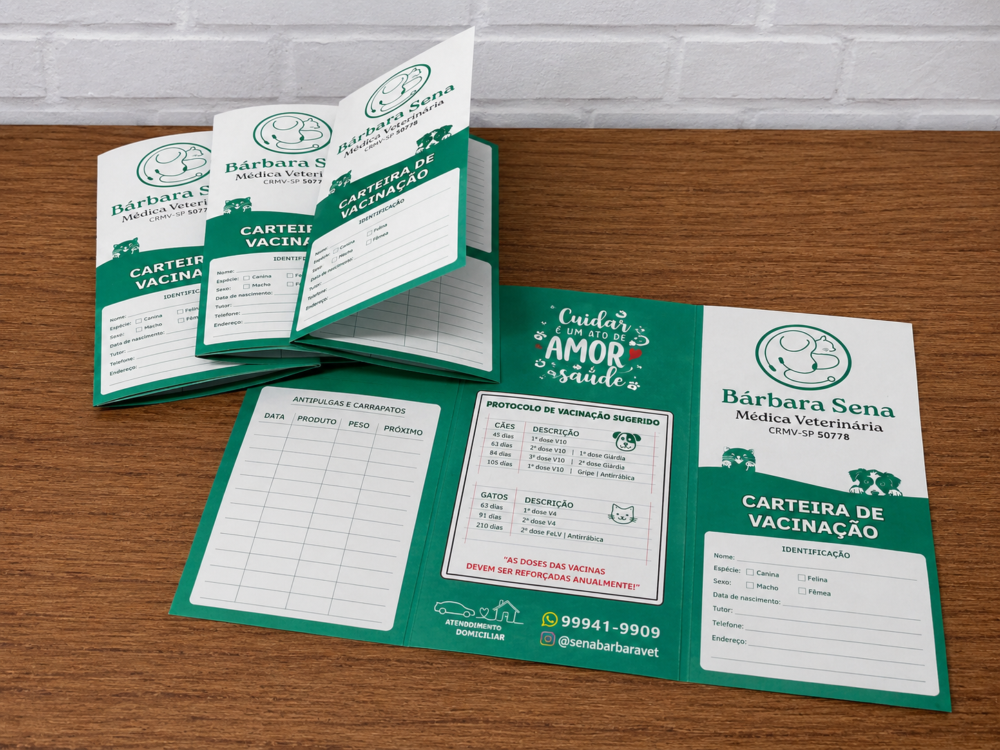 Carteiras de vacinação personalizadas para clínicas